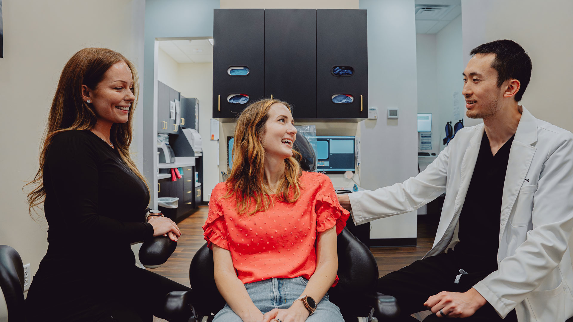 Patient and dentist smiling at Hometown Smiles Dentistry in League City, TX